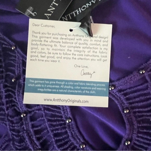 Anthony Original Womens 2 Piece Tank Top Pants Set Shark Bite Hem Purple 2X - Picture 12 of 14